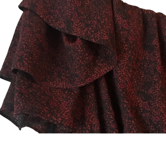 Gibson Latimer Burgundy Off Shoulder Jumpsuit Puff Butterfly Party Holiday Glam - Picture 8 of 16